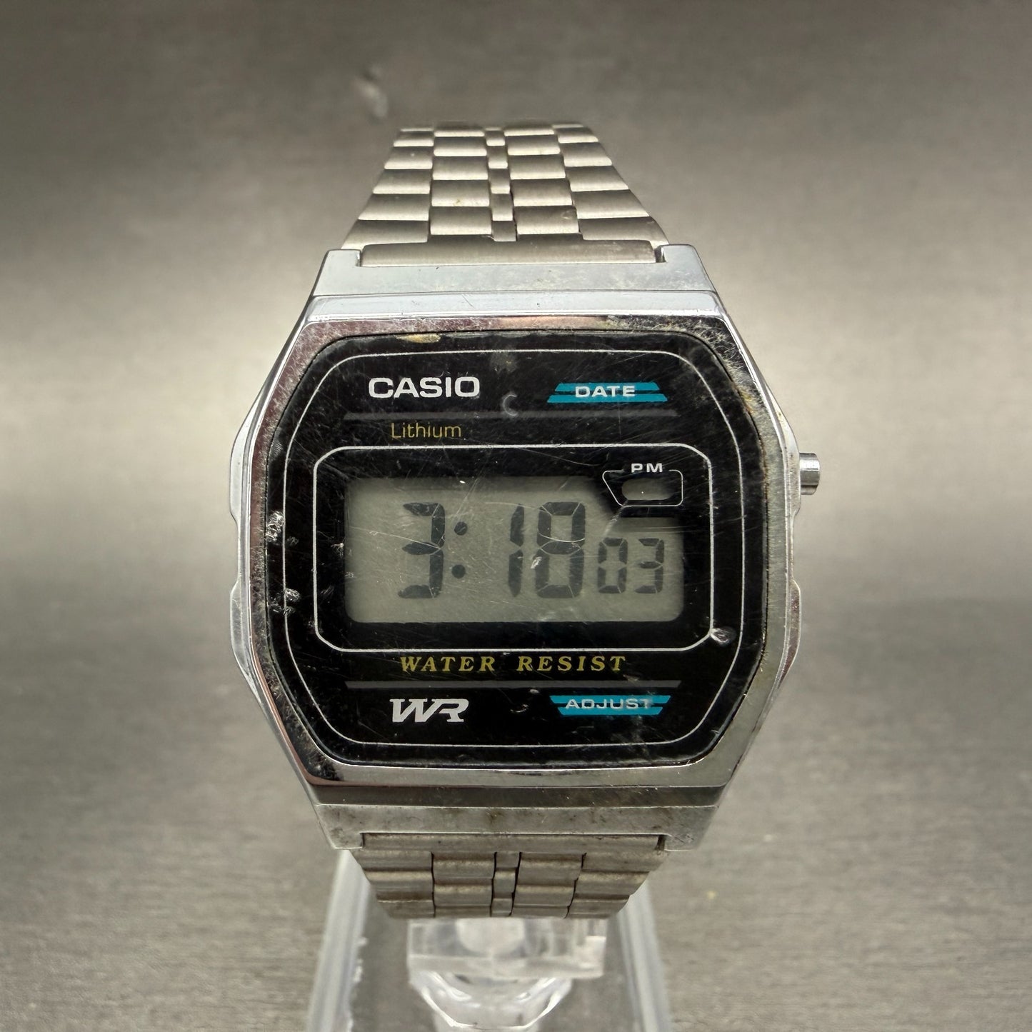 Casio B-614W Watch Men 34mm Digital Silver Tone Octagon Date New Battery0