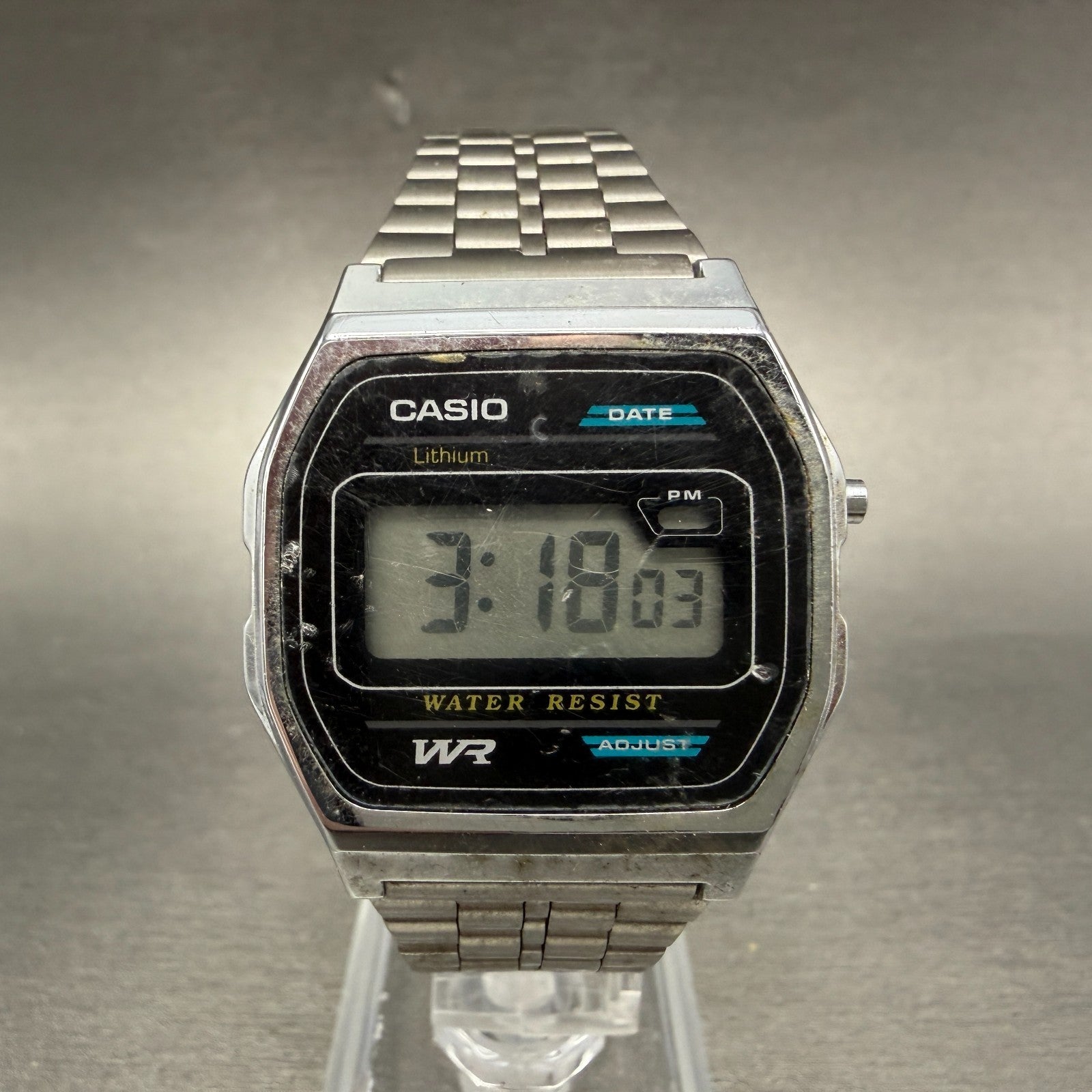 Casio B-614W Watch Men 34mm Digital Silver Tone Octagon Date New Battery0