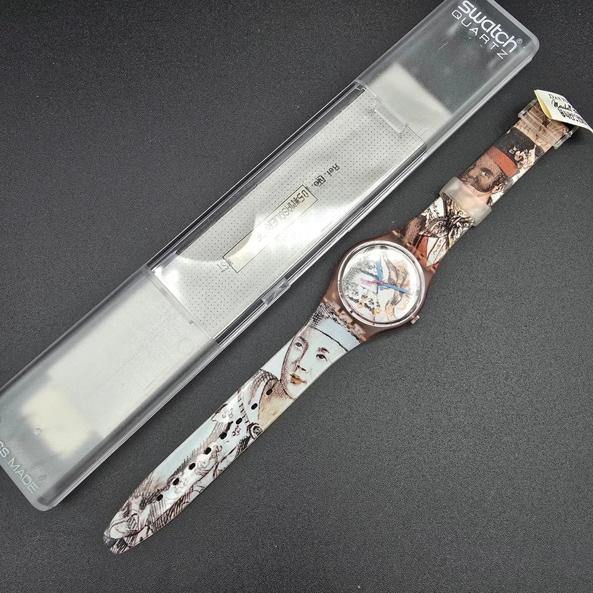 Swatch Masquerade Watch Men 34mm White Dial Pink Case GP105 New Battery NOS 32317