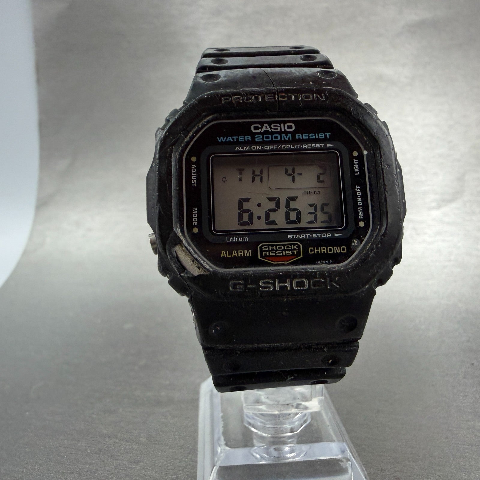 Casio DW-5600 Watch Men 37mm Black Digital Alarm Chrono 901 New Battery VTG AB5