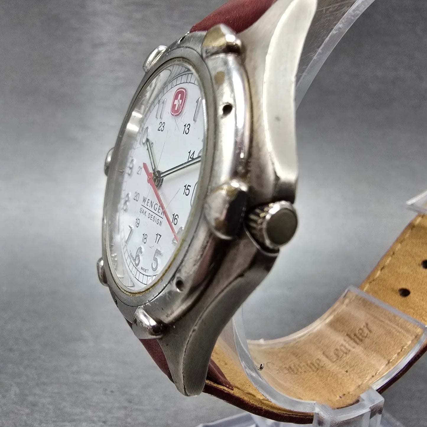 Wenger SAK Designs Watch Men 36mm White Dial Silver Tone Date Round PARTS3