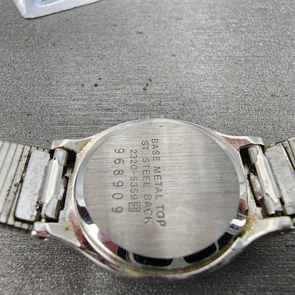 Seiko Watch Women 20mm Black Dial Silver Tone Oval 23205359 New Battery9