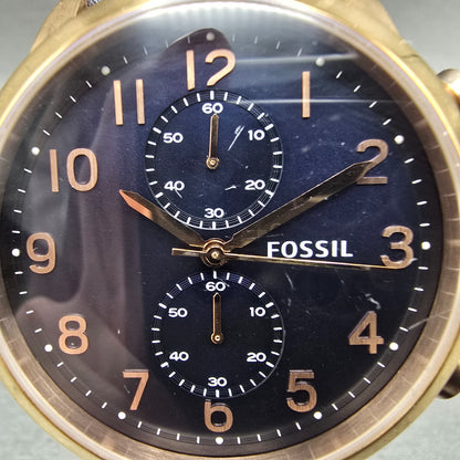 Fossil Townsman Chronograph Watch Men 44mm Blue Dial Rose Gold Tone Round NewBat1
