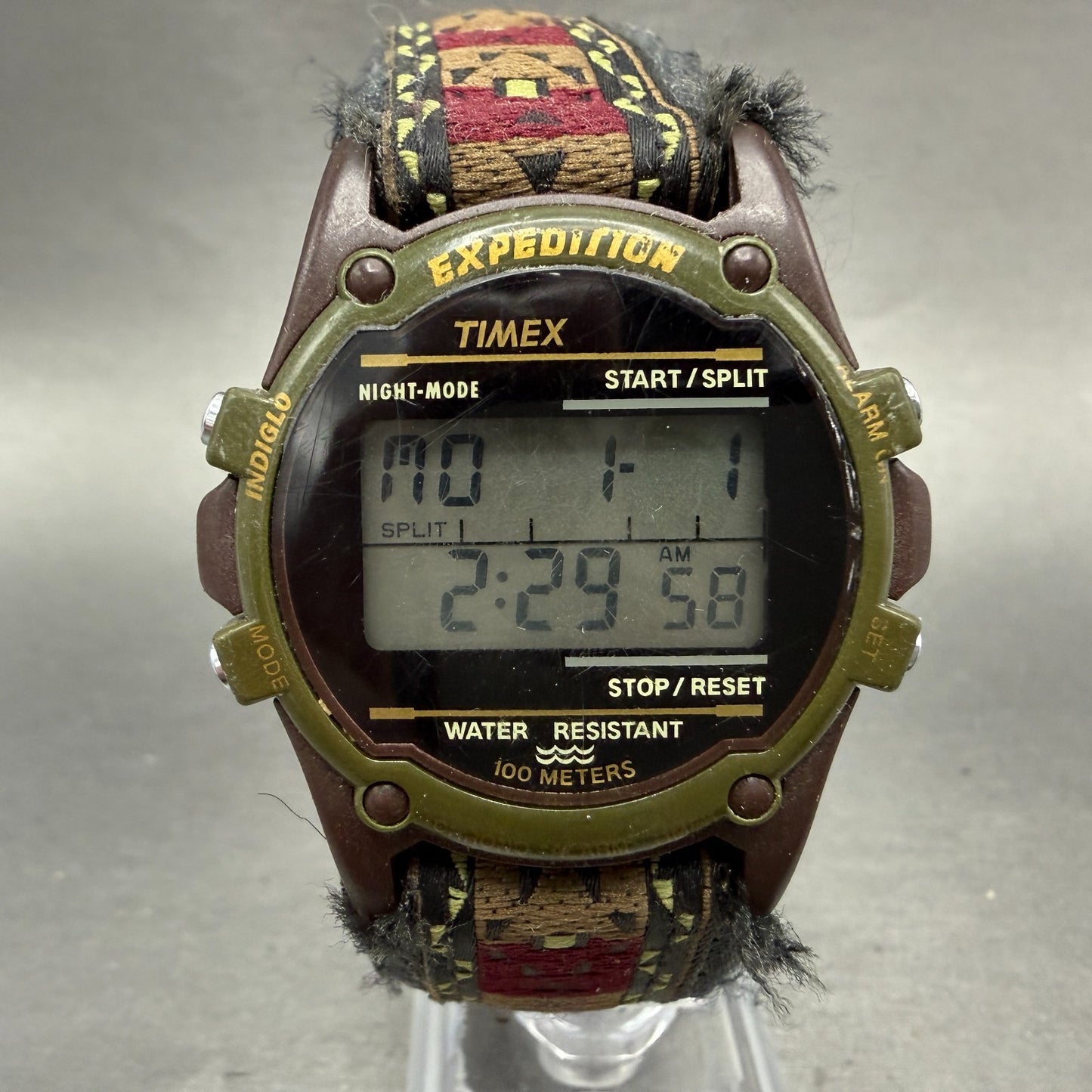 Timex Expedition Watch Men 40mm Digital Brown Black Tone Round New Battery 123450