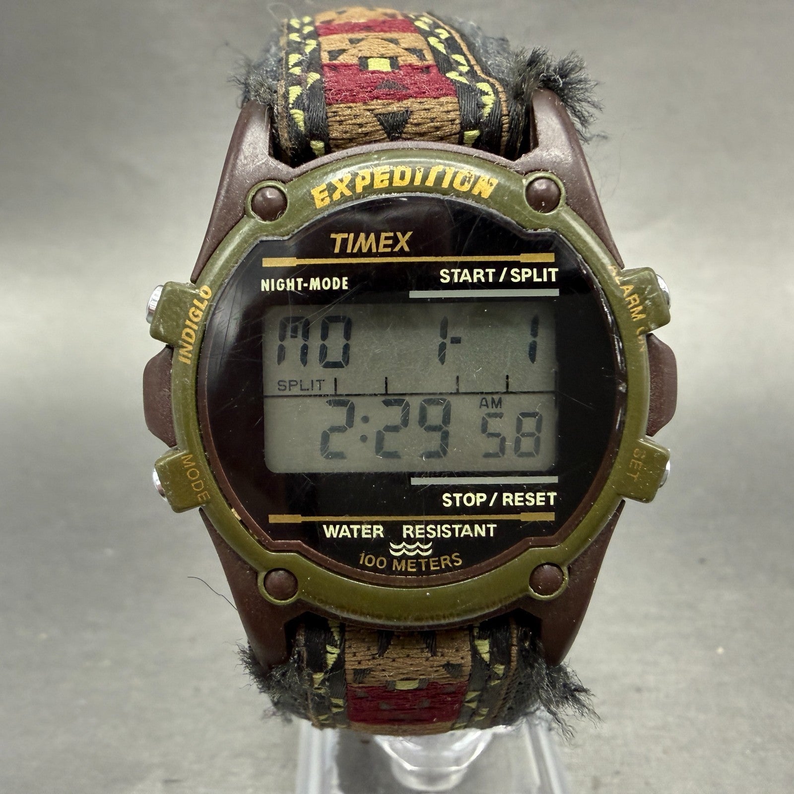 Timex Expedition Watch Men 40mm Digital Brown Black Tone Round New Battery 123450
