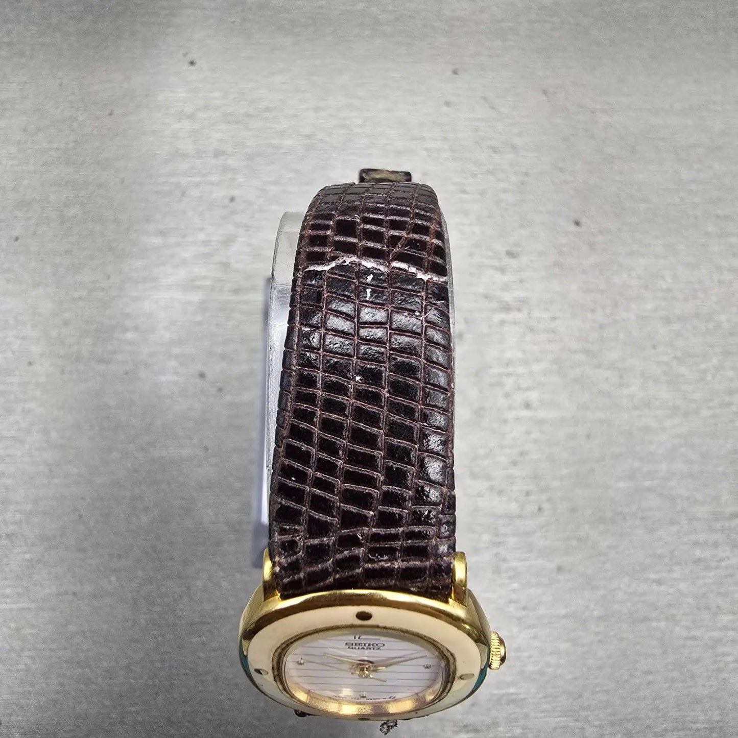 Seiko Watch Women 21mm White Dial Gold Tone Oval 7321-5090 New Battery Vintage4