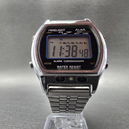 Alba Digital Watch Men 36mm Silver Alarm Chronograph Y7354A40 READ!!!!! New Batt5