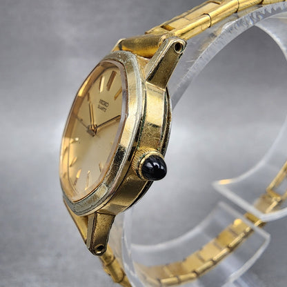 Seiko Watch Women 23mm Champagne Dial Gold Tone Octagon 26615009 New Battery2