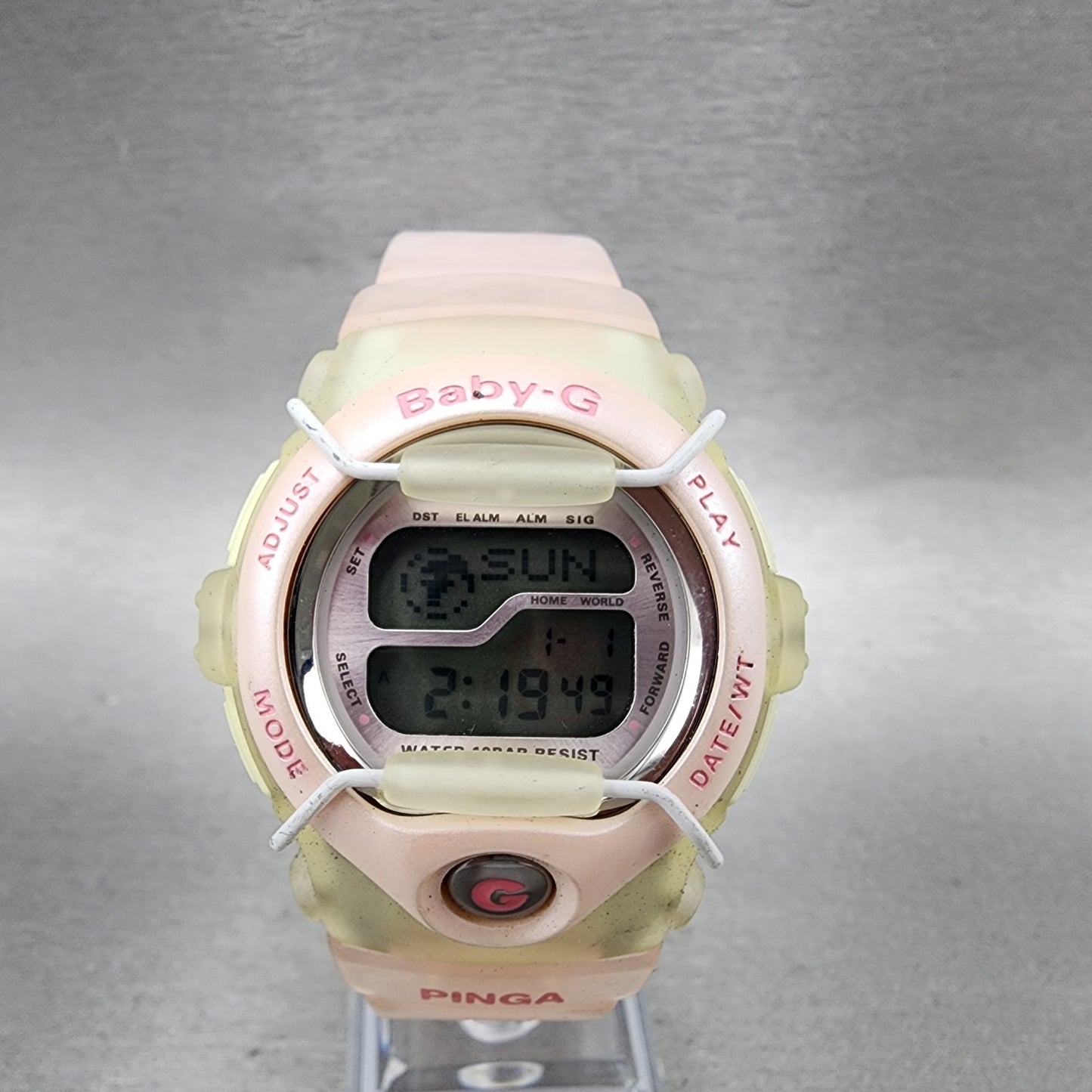 Casio BabyG Watch Women 42mm Digital Pink Clear Alarm Chrono BGT110 Pinga0
