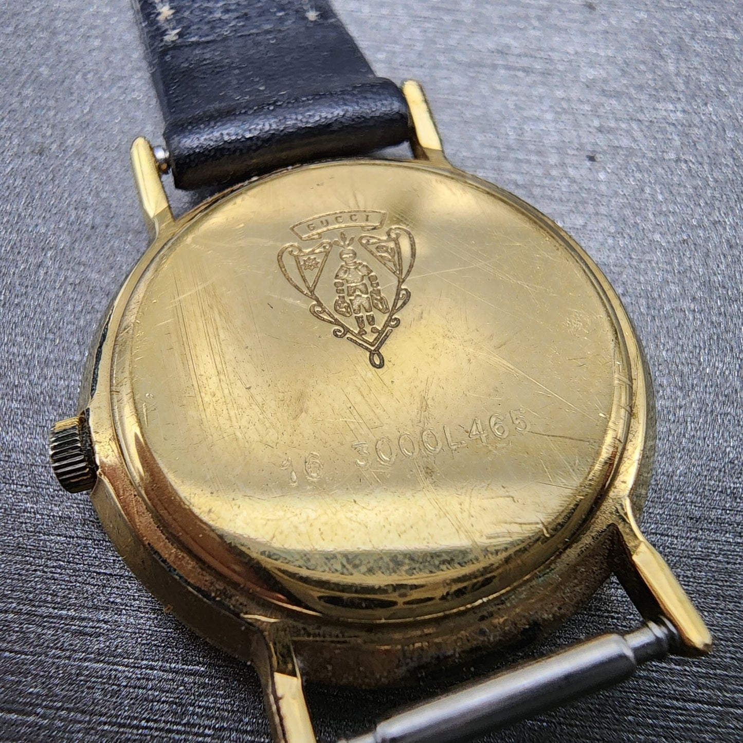Gucci 3000L Watch Women 26mm Black Dial Gold Plated Round New Battery Vintage7