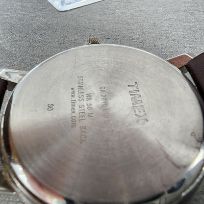 Timex Easy Reader Watch Men 43mm Cream Dial Silver Tone Round New Battery9