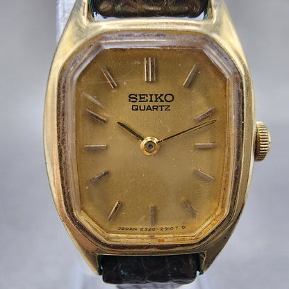 Seiko Tank Watch Women 17mm Champagne Dial Gold Tone 23206559 New Battery1