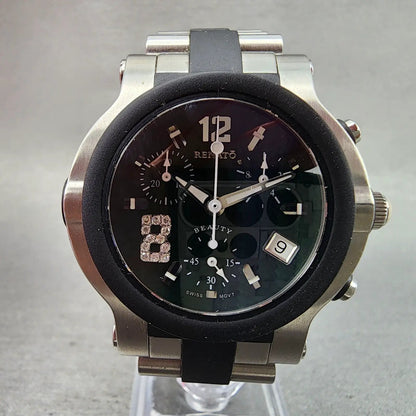 Renato Beauty Chronograph Watch Women 37mm Green Dial Steel Rubber New Battery2