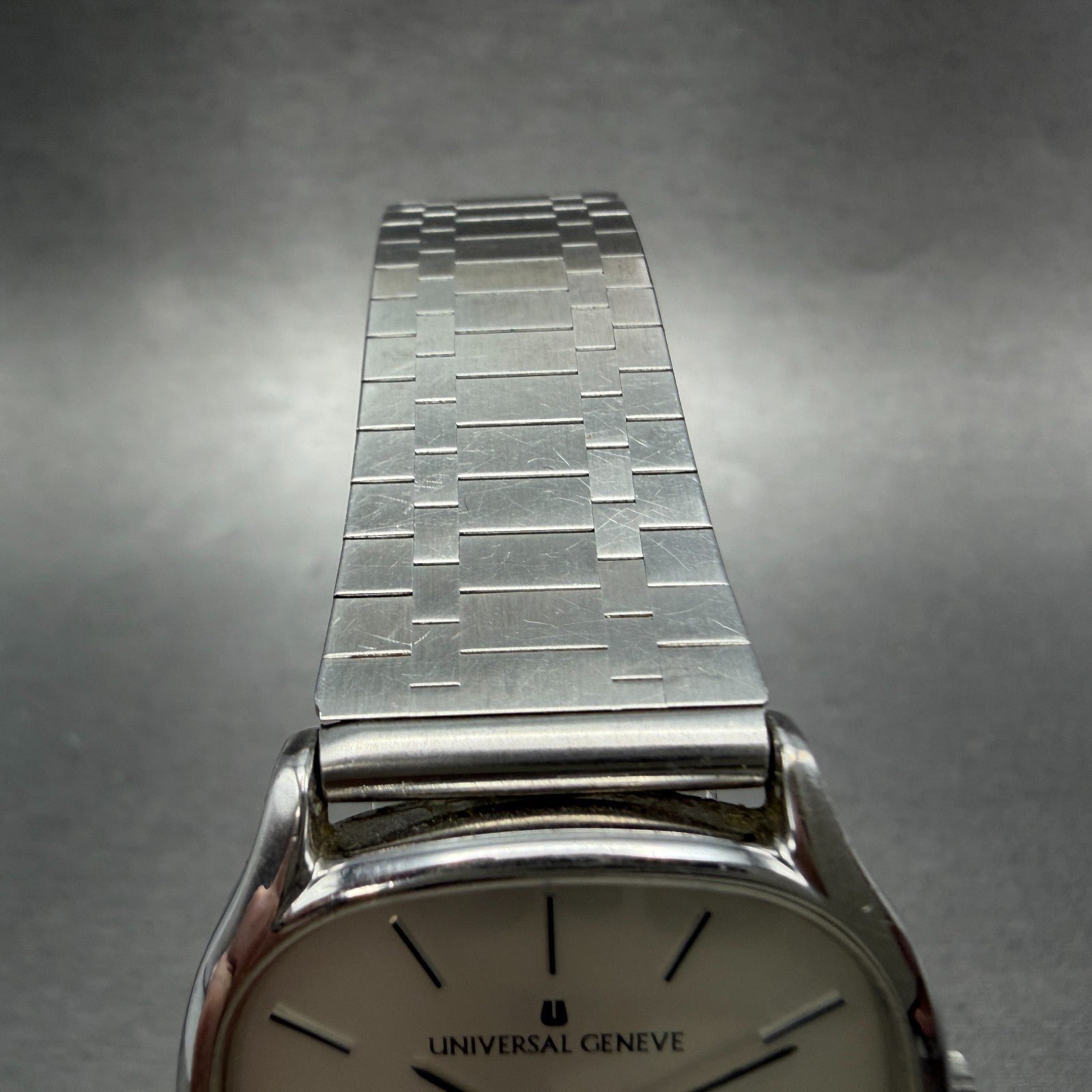 Universal Geneve Watch Men 31mm Silver Dial Stainless Steel Oval 743226 Newbat4