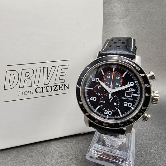 Citizen Brycen Chronograph Watch Men 44mm Black Dial Steel Date Round CA064914E0