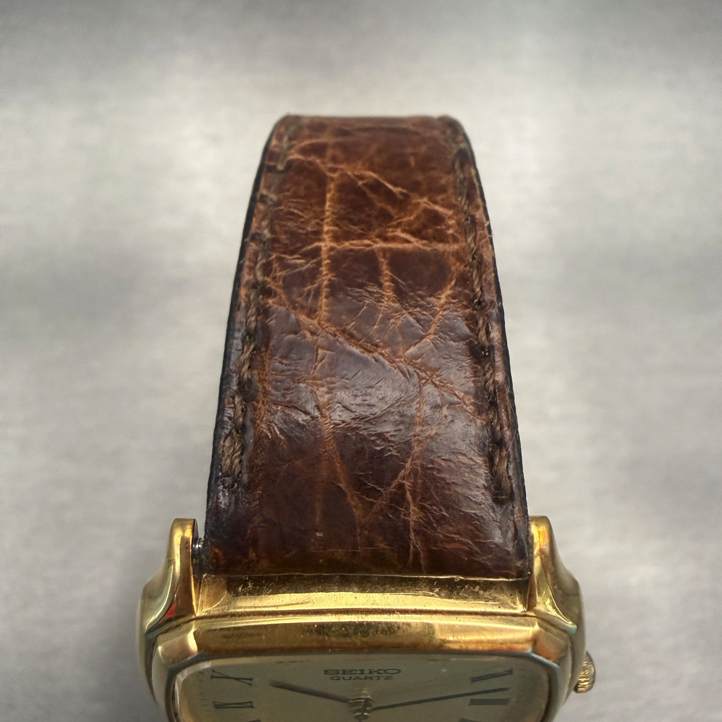 Seiko Watch Men 31mm Champagne Dial Gold Tone Rectangle 6030-5190 New Battery4