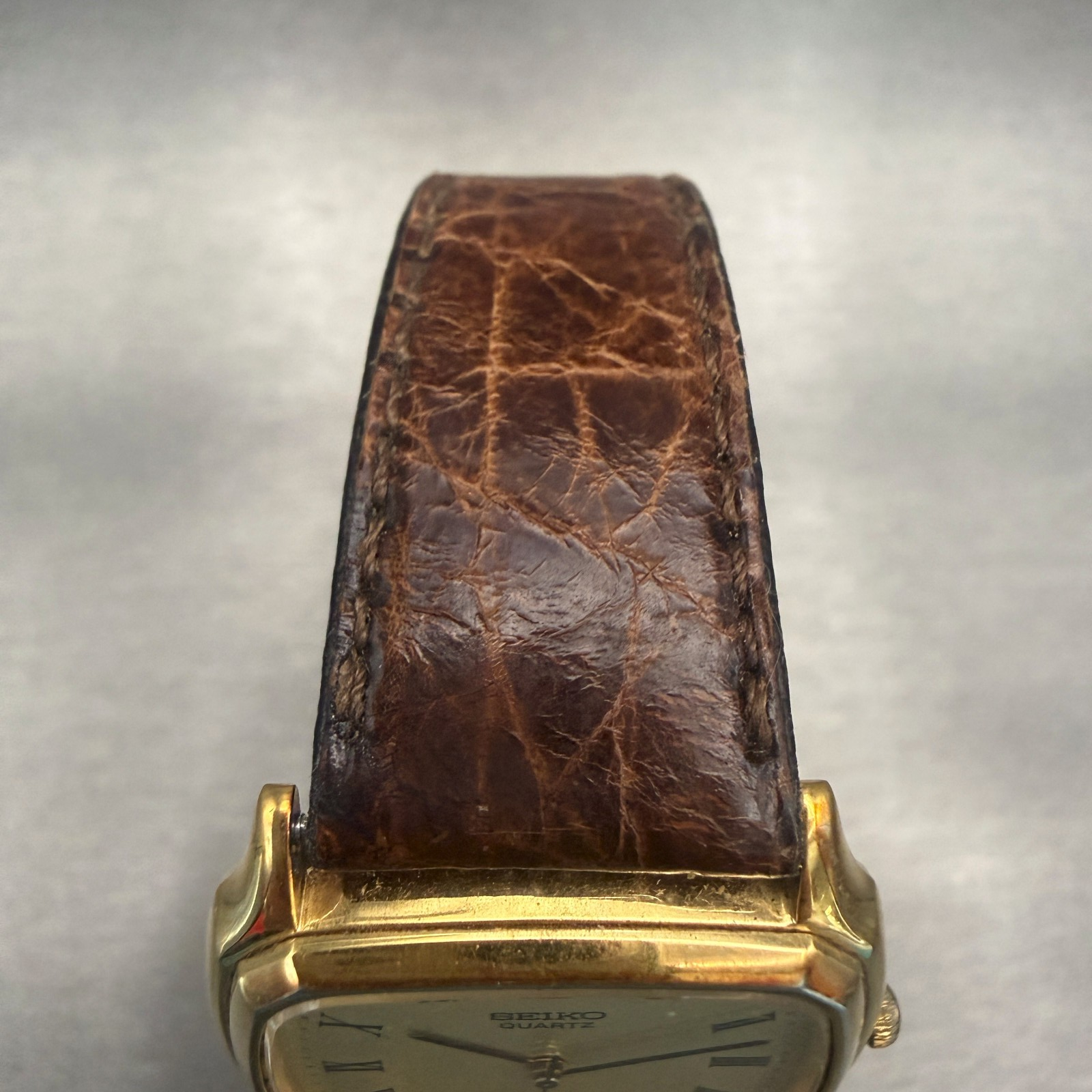 Seiko Watch Men 31mm Champagne Dial Gold Tone Rectangle 6030-5190 New Battery4