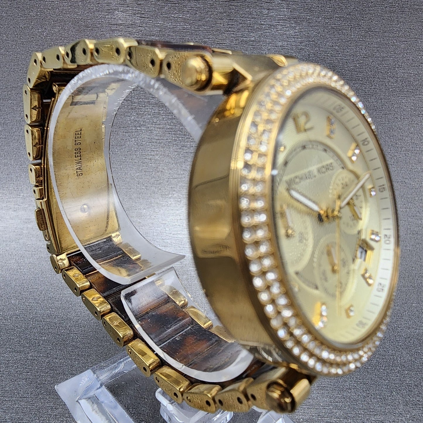 Michael Kors Parker Watch Women 39mm Champagne Dial Gold Tone Date New Battery3