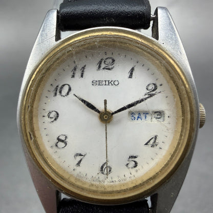 Seiko Watch Women 23mm White Dial Two Tone Daydate 7n83-0011 New Battery Vinatge1