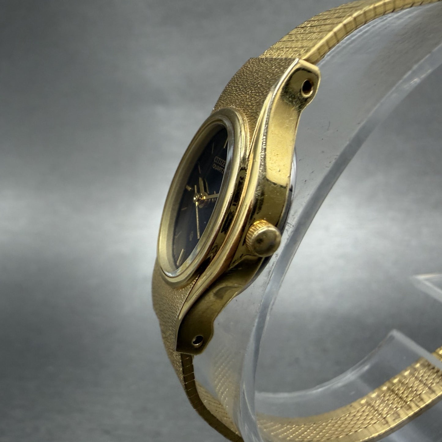 Citizen CQ Watch Women 17mm Black Dial Gold Tone Oval 5930-S25350 New BatteryBHG2