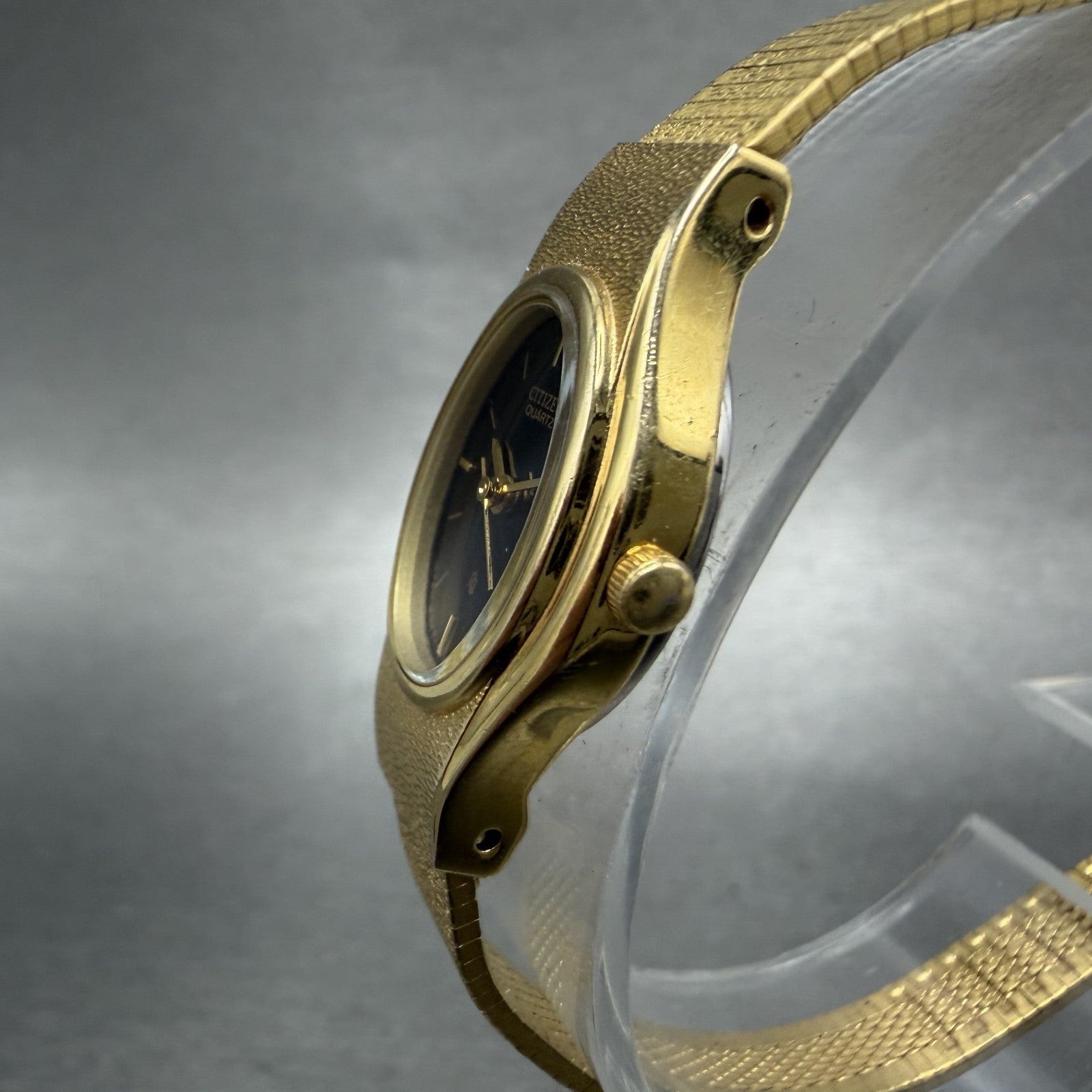 Citizen CQ Watch Women 17mm Black Dial Gold Tone Oval 5930-S25350 New BatteryBHG2