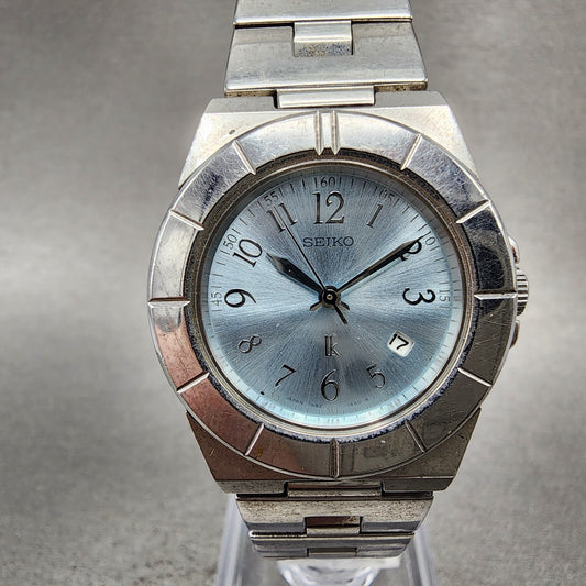 Seiko Watch Women 28mm Blue Dial Silver Tone Date 7N820620 Lukia  New Battery0