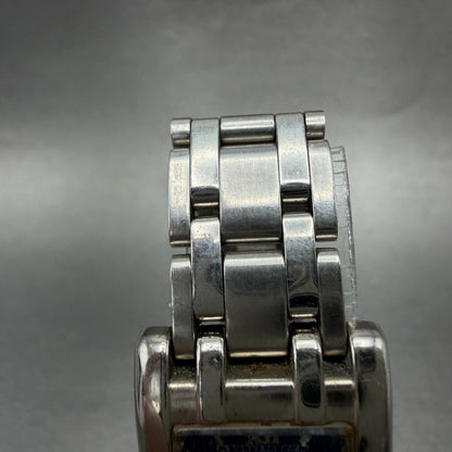 Cyma Tank Watch Women 20mm Blue Dial Silver Tone Rectangle 730 New Battery4