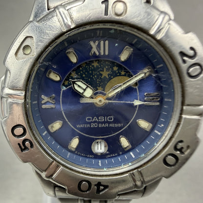Casio Moon Phase Dive Watch Women 32mm Blue Dial Steel Date LD-733 PARTS2