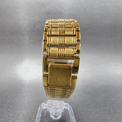 Citizen CQ Tank Watch Men 24mm Black Dial Gold Tone 1022-h14231 New Battery