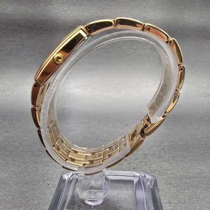 Seiko Watch Women 15mm White Dial Gold Tone Rectangle 4N00-7089 New Battery VTG6