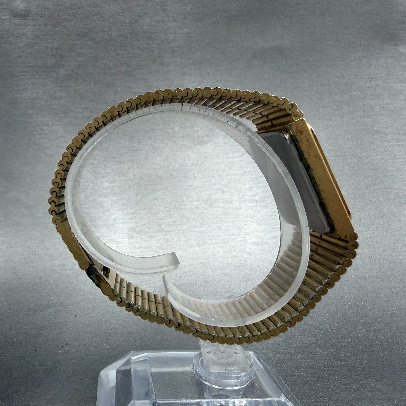 Lord Elgin Tank Watch Men 25mm Champagne Dial Gold Tone Date Rectangle New Batt8