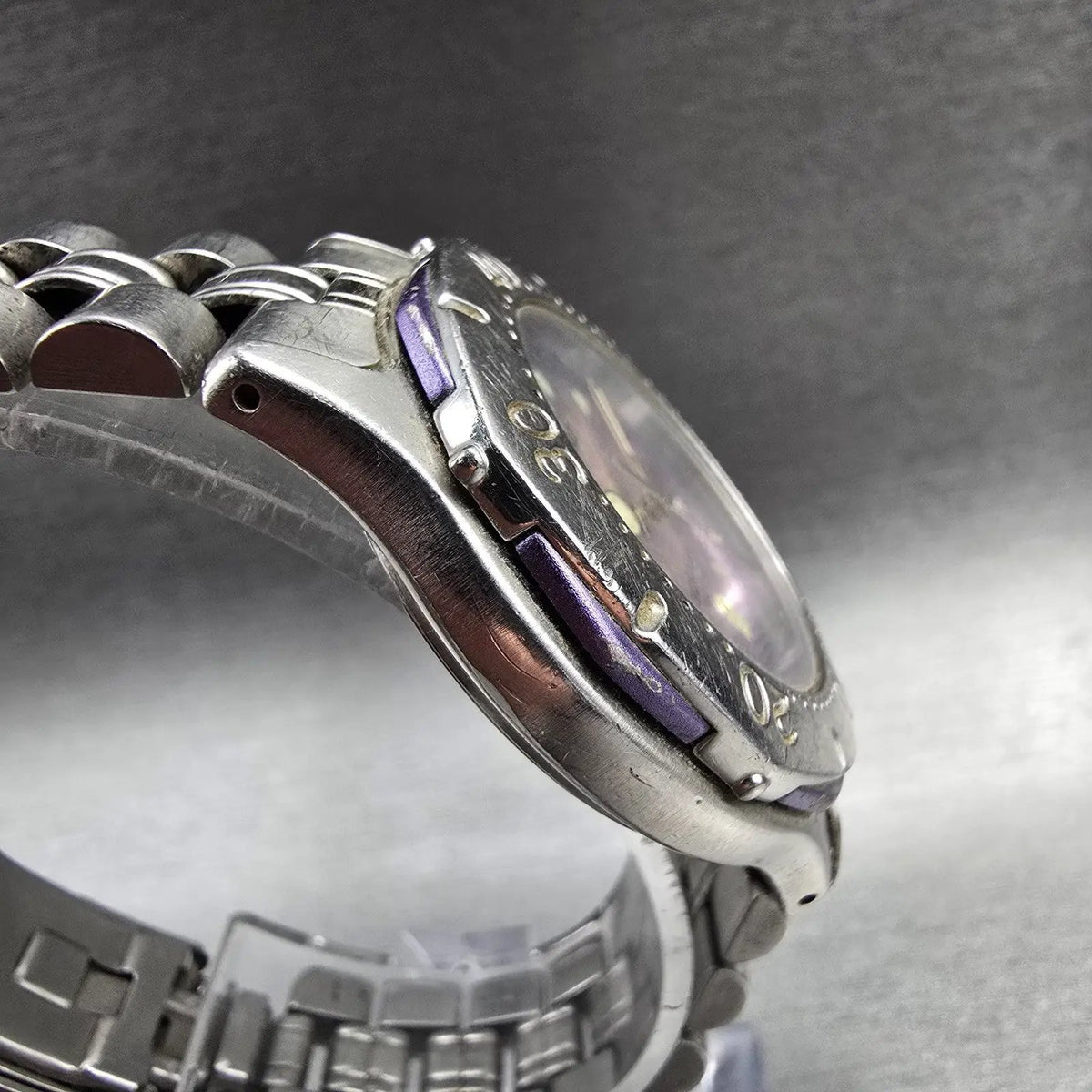 Seiko Scuba Watch Men 36mm Purple Dial Silver Date Round 7N35-6010 New Battery3