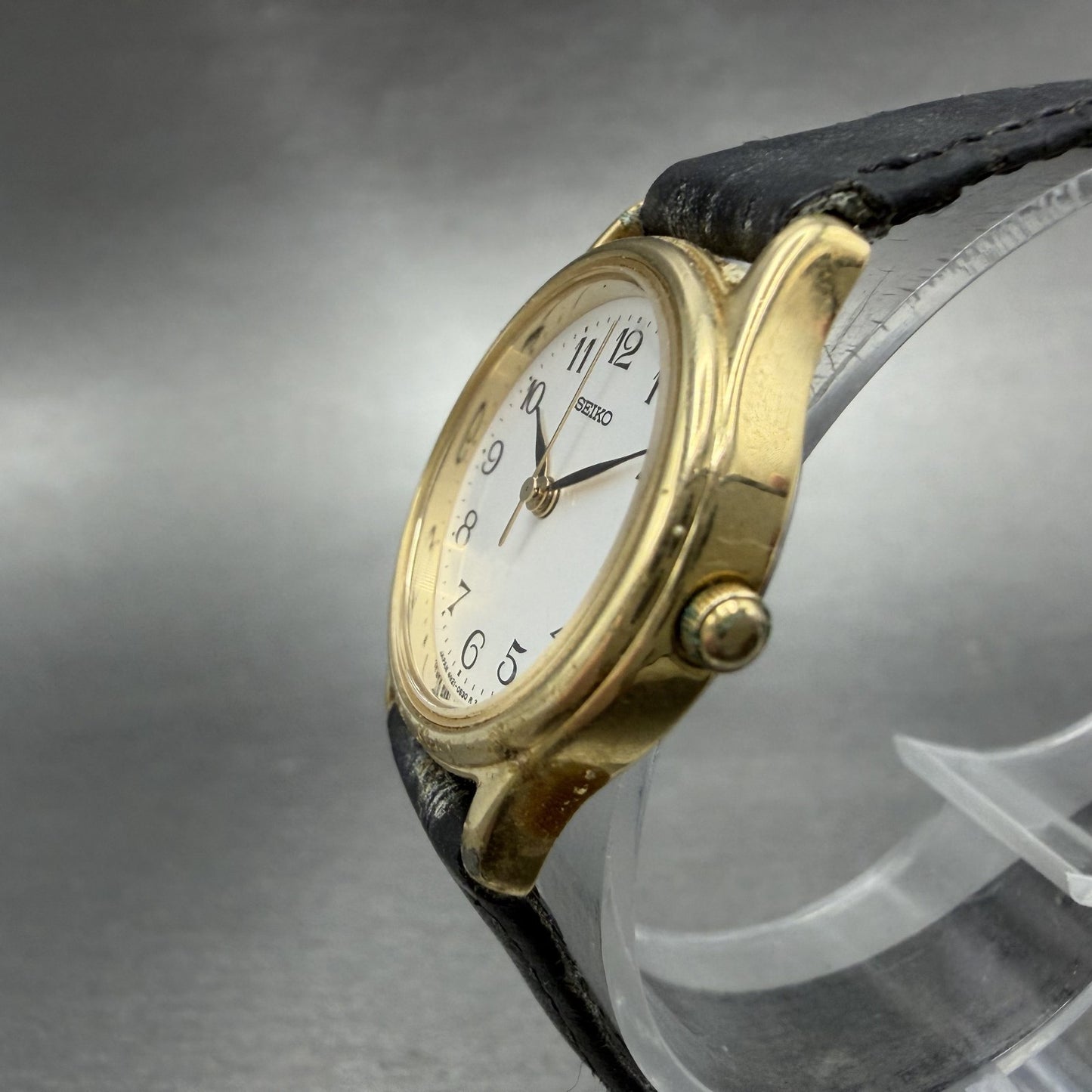 Seiko Watch Women 24mm Silver Dial Gold Tone Round 4N21-0230 New Battery2