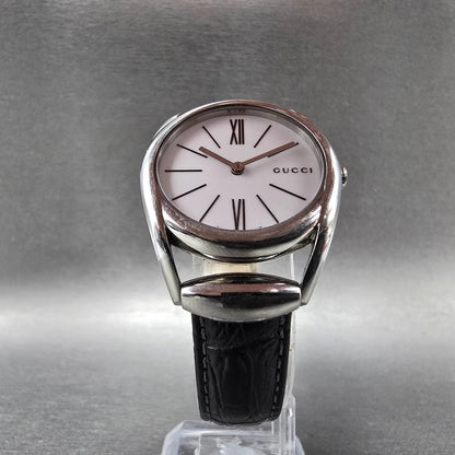 Gucci Horsebit Watch Women 30mm White Dial Steel 140.5 Round New Battery5