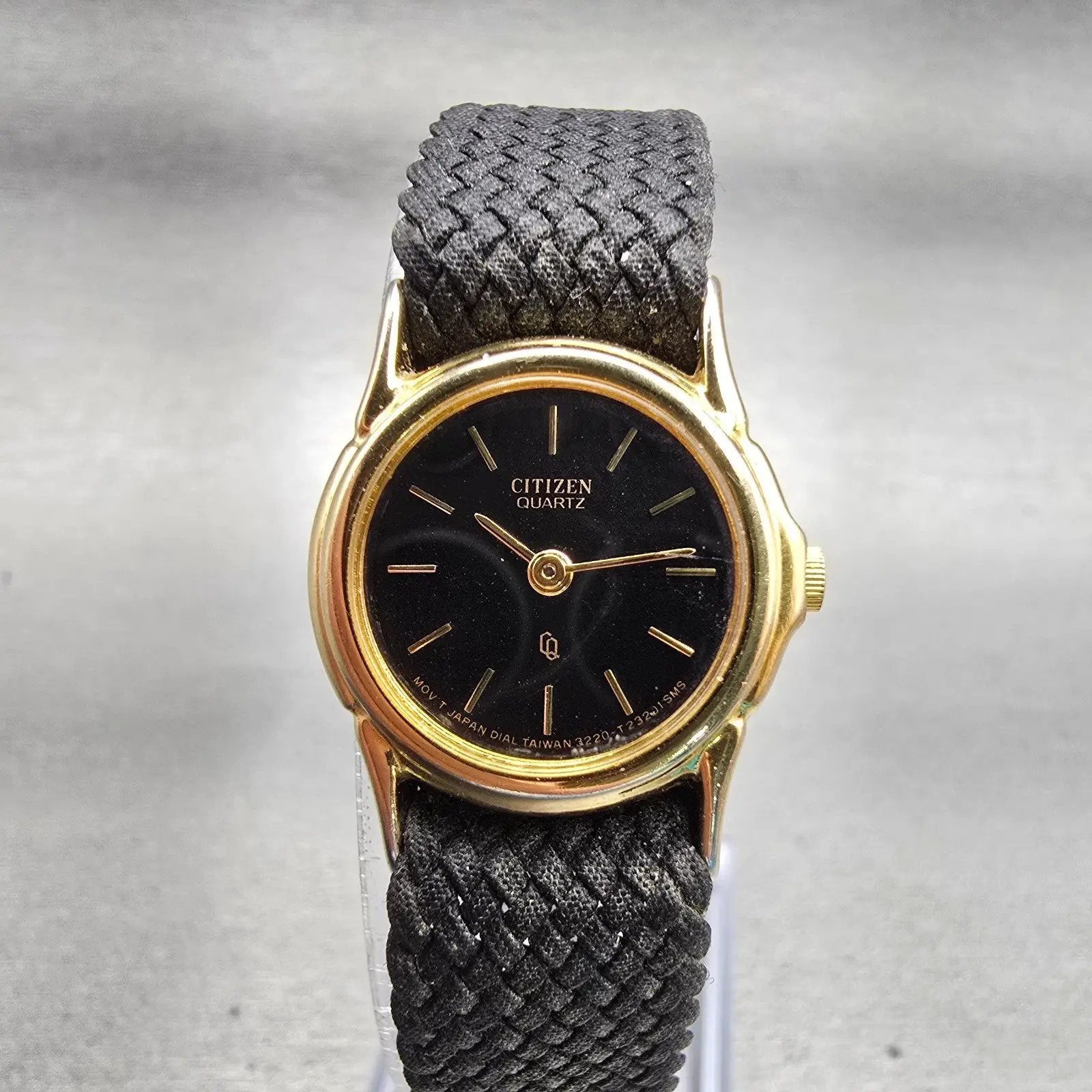 Citizen CQ Watch Women 21mm Black Dial Gold Tone Round 3220-914884 New Battery0