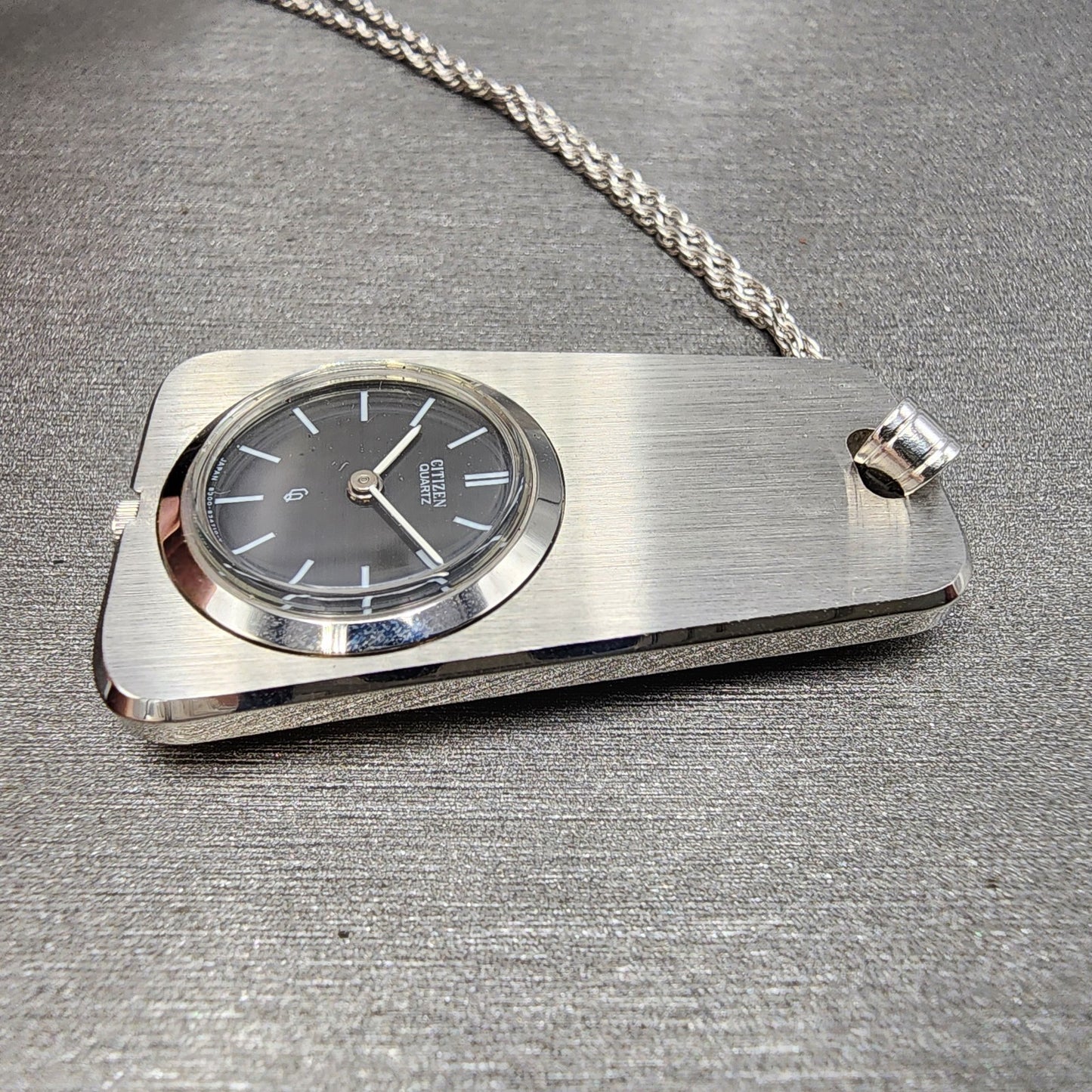 Citizen Necklace Watch Women Gray Dial Steel Rectangle New Battery W/Box3