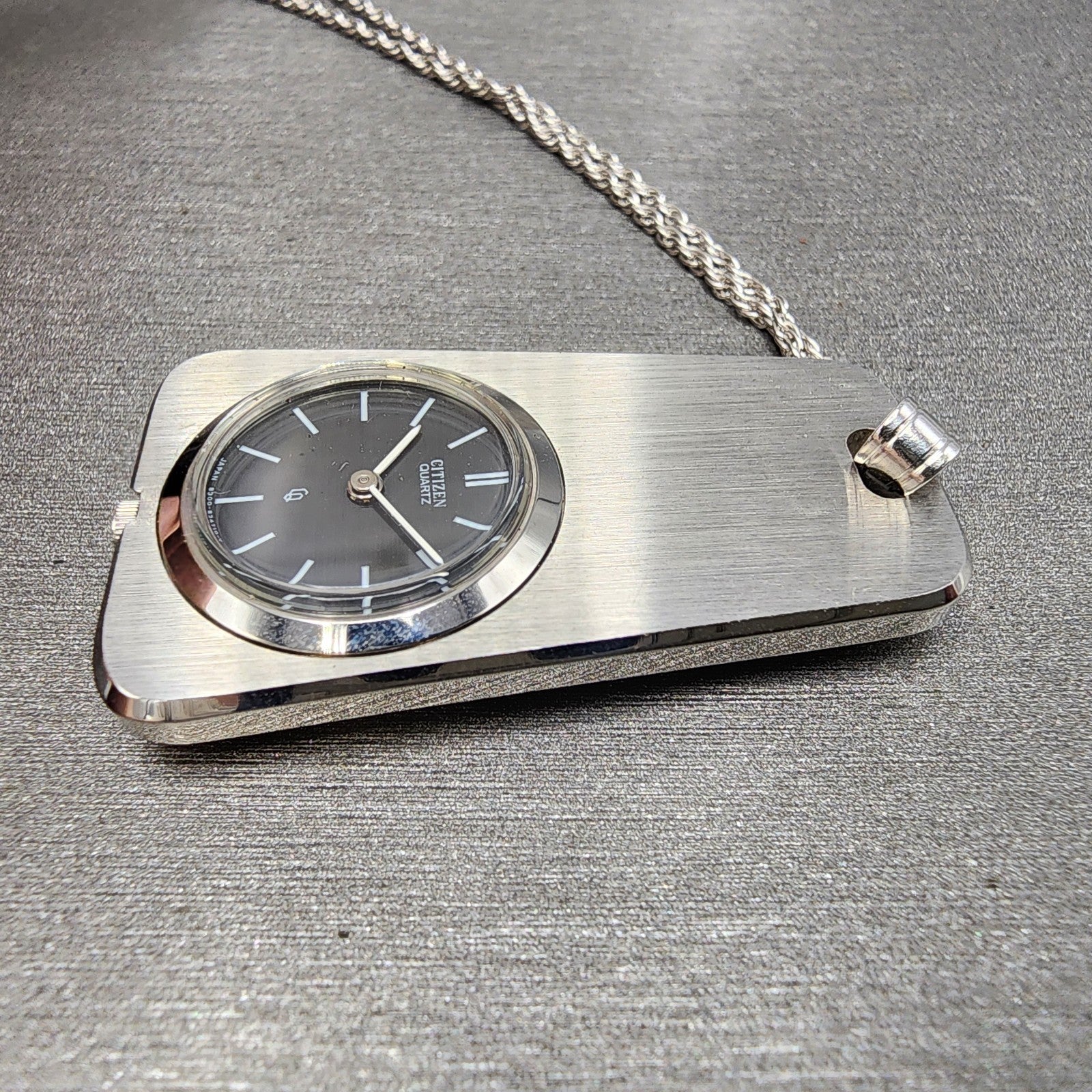 Citizen Necklace Watch Women Gray Dial Steel Rectangle New Battery W/Box3
