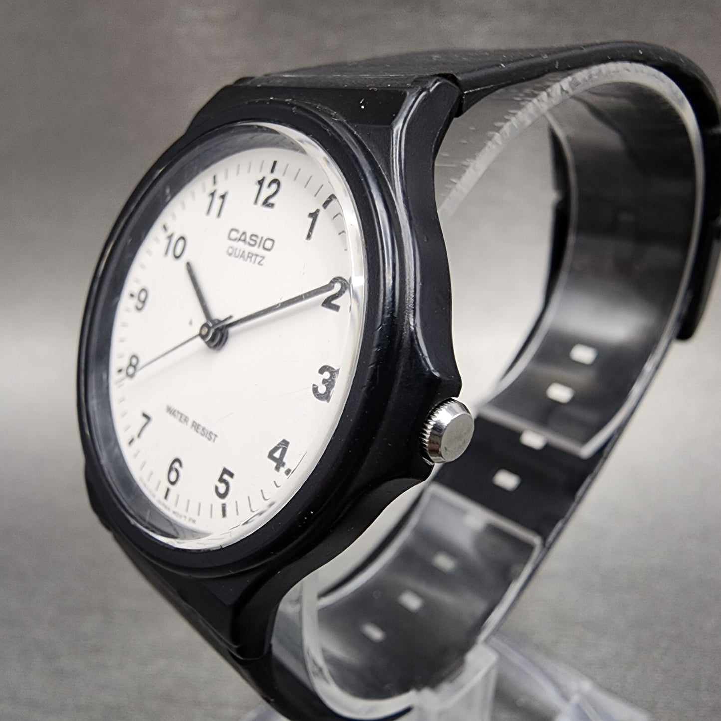 Casio MQ24 Watch Men 34mm White Dial Black Tone Round Resin Band New Battery2