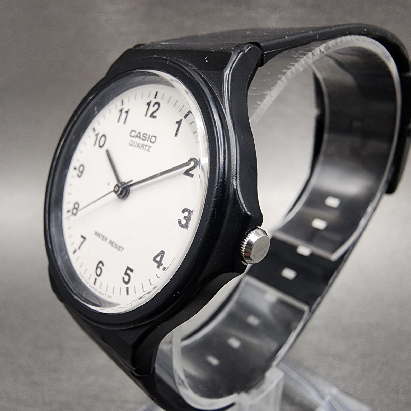 Casio MQ24 Watch Men 34mm White Dial Black Tone Round Resin Band New Battery2