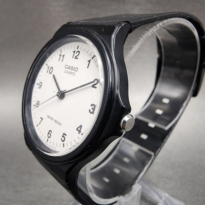 Casio MQ24 Watch Men 34mm White Dial Black Tone Round Resin Band New Battery2