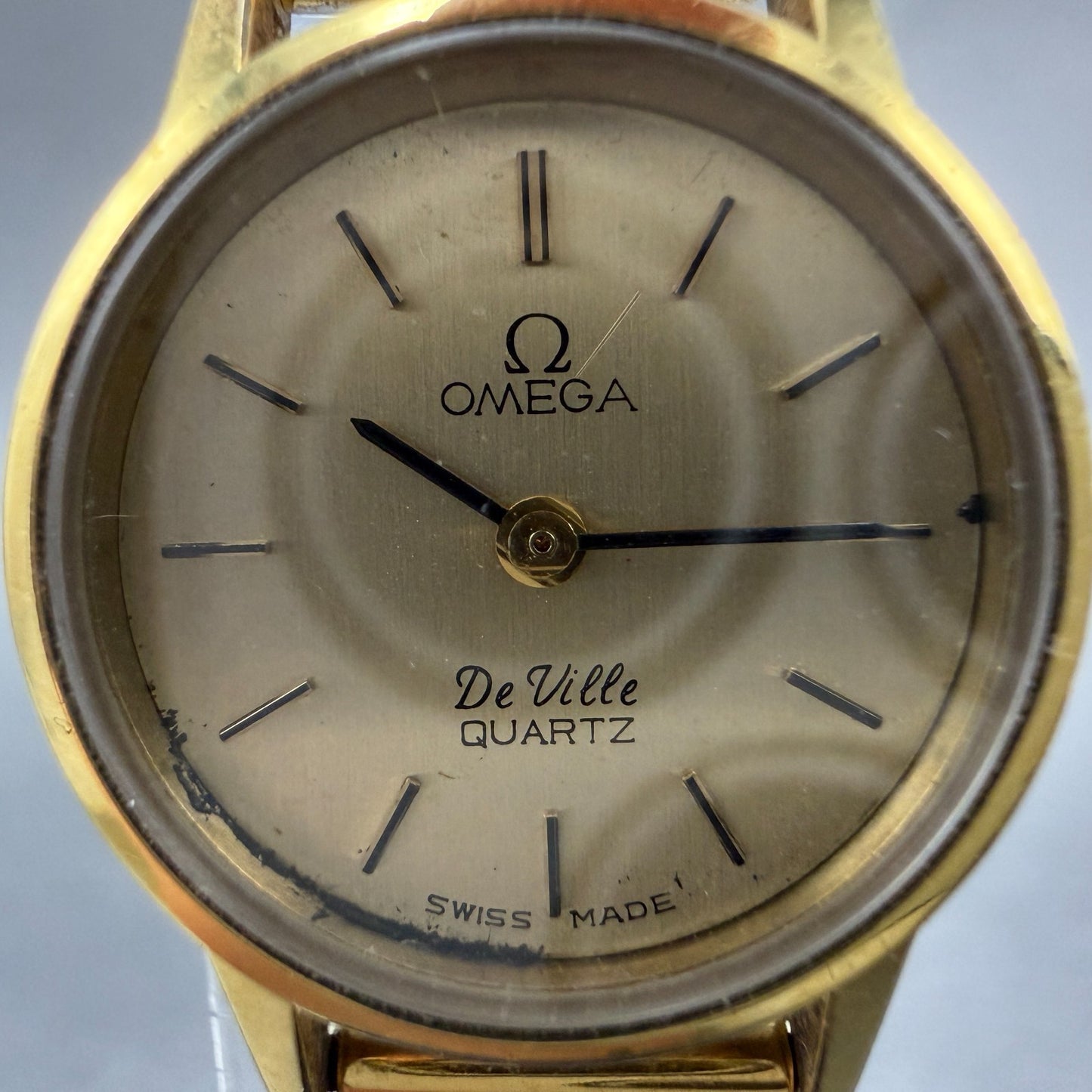 Omega De Ville Watch Women 20mm Gold Dial 10K Gold Plated Round 5910017  New bat1