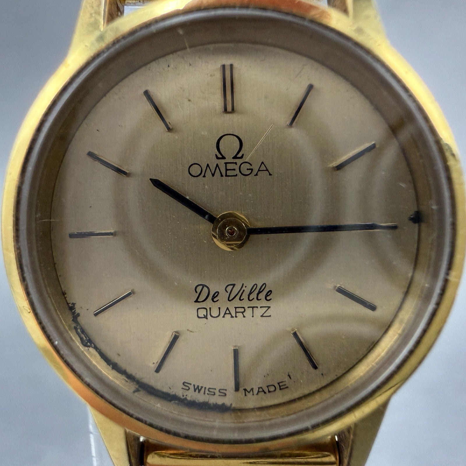 Omega De Ville Watch Women 20mm Gold Dial 10K Gold Plated Round 5910017  New bat1