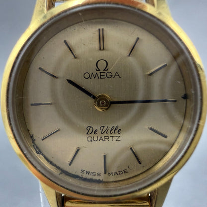 Omega De Ville Watch Women 20mm Gold Dial 10K Gold Plated Round 5910017  New bat1