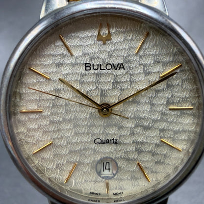 Bulova Watch Men 33mm Champagne Dial Two Tone Date Round New Battery Bracelet1