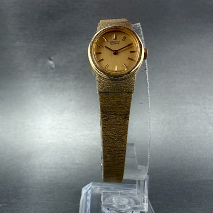 Seiko Watch Women 17mm Gold Dial Gold Tone Oval Vintage 1400-8339 New Battery5