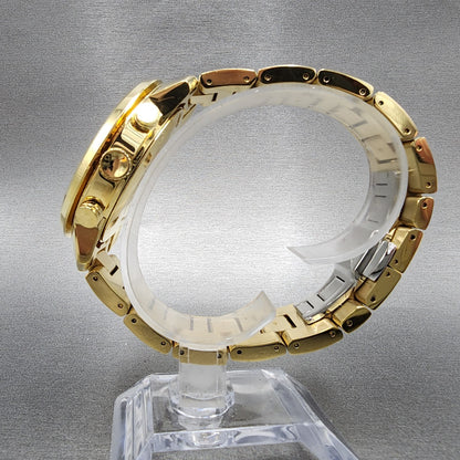 Movado Bold Chronograph Watch Men 44mm Gold Dial Gold Tone Round 3600278 New Bat6