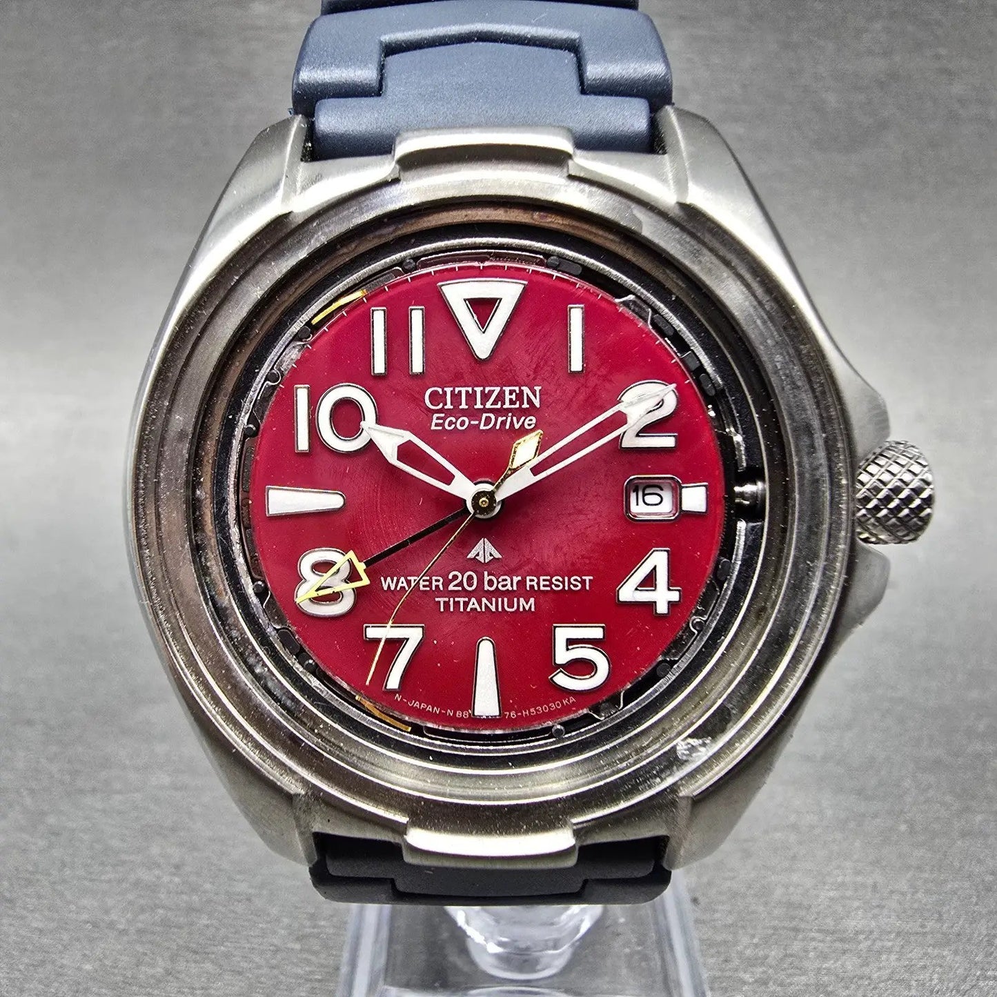 Citizen Eco-Drive GMT Watch Men 40mm Red Dial Silver Tone date B876-H25543 PARTS2