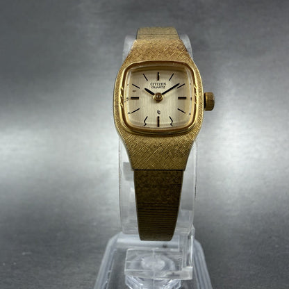 Citizen CQ Watch Women 17mm Champagne Dial Gold Tone 3220-322355 New Battery5
