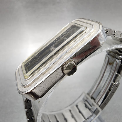 Seiko Tank Watch Women 19mm Black Dial White Gold Plated Manual 114490 PARTS3