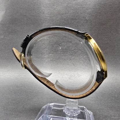 Movado Museum Watch Men 34mm Black Dial Gold Tone Round 87-66-0882 New Battery9